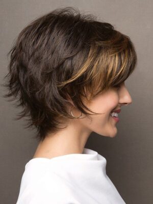 Sky by Noriko | Short face flattering bob with feathered layers and wispy ends Sky short synthetic wig by Noriko Wigs